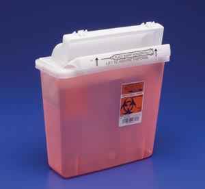 Sharps Container SharpStar™ In-Room™ 12-1/2 H X 5-1/2 D X 10-3/4 W Inch 1.25 Gallon Translucent Red Base / Translucent Lid Horizontal Entry Counter Balanced Door Lid (1/EA 20/CS) by Cardinal  ID 8507SA